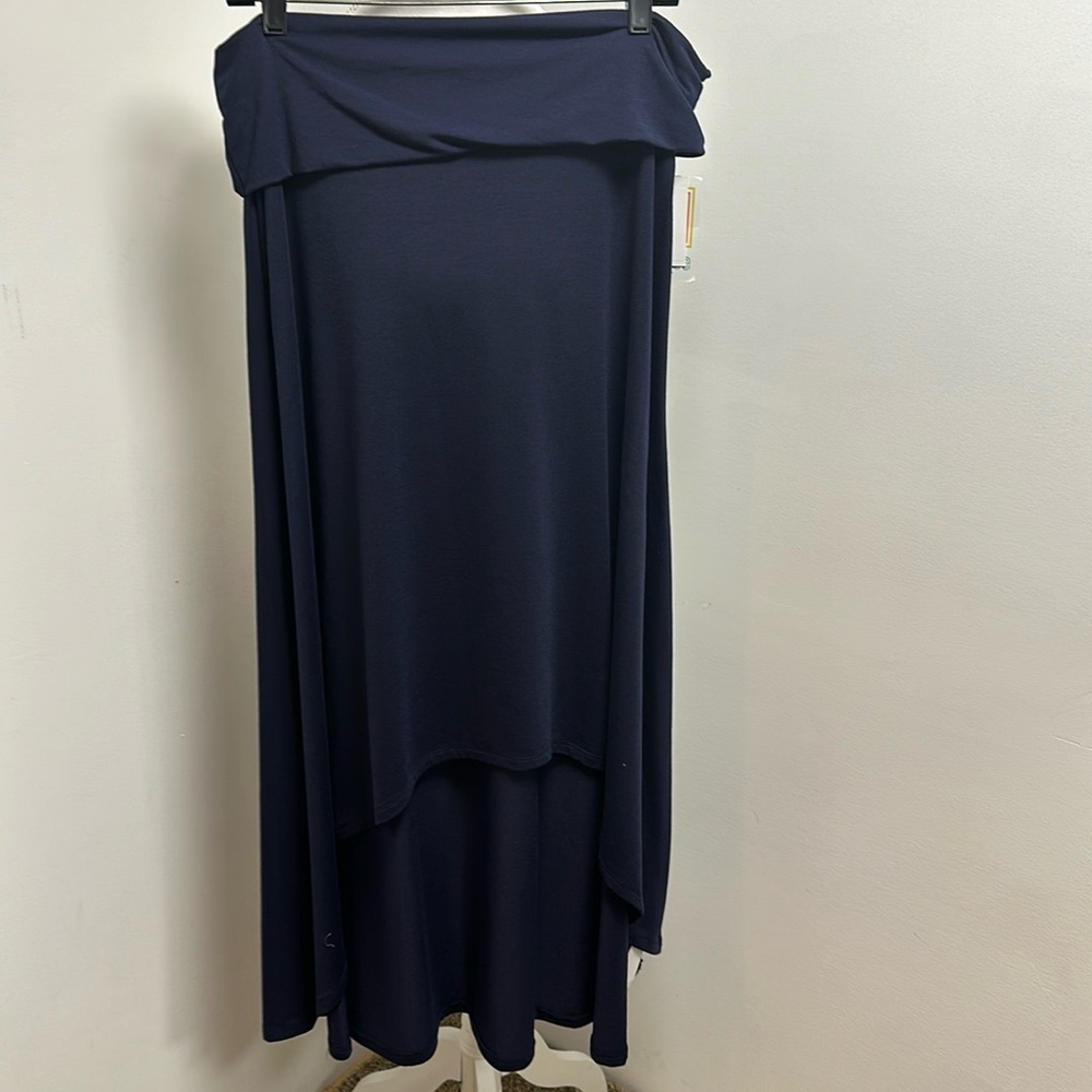 Solid Navy High Low Skirt